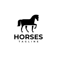 illustration vector graphic template of horses silhouette logo
