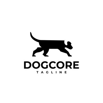 illustration vector graphic template of dog core silhouette logo
