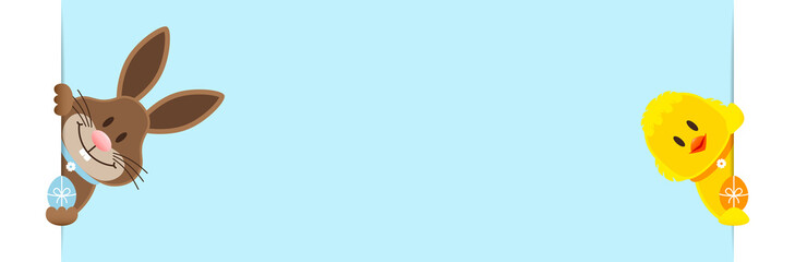 Osterhase und Küken Ostereier Banner Innen Himmel