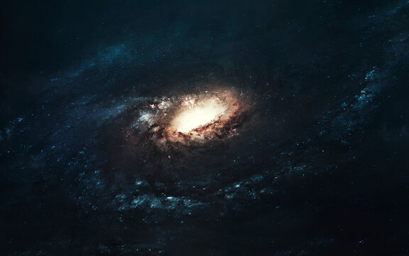 3D illustration of galaxy in deep space background, full of stars and nebulas. Elements of image provided by Nasa