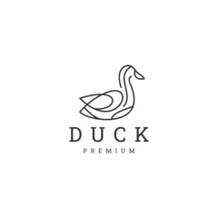 Fototapeta na wymiar Duck line art logo vector icon design template