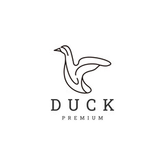 Duck line art logo vector icon design template