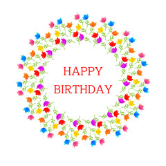 ハッピーバースデーを伝えるきれいな花のリース② メッセージカード