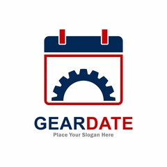 Calendar gear vector logo template. Suitable for business, web, industrial, plan and schedule symbol
