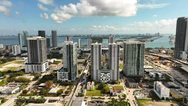 Signature Bridge under construction Downtown Miami east view