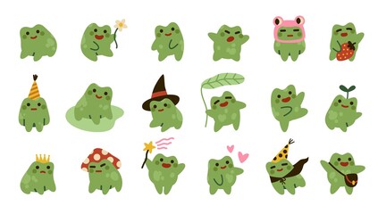Vector toads and frogs set