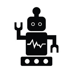cartoon robot with banner