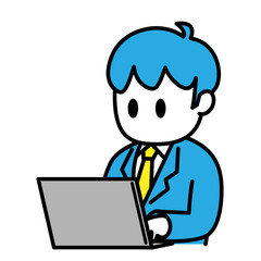 男性　会社員　ビジネス　パソコン　ノーマル　イラスト