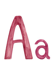 Watercolor illustration of hand drawn letter A