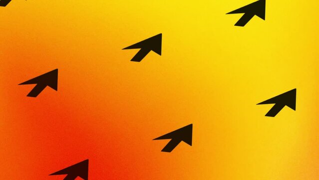 black arrow icon animation on orange and yellow