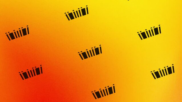 spinning barcode icon animation on orange and yellow