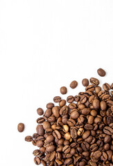 coffee grains on white background for text
