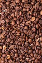 background of brown coffee beans without people