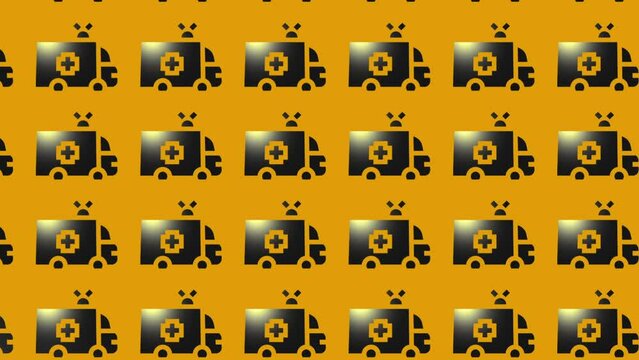 animation of black ambulance icon on yellow