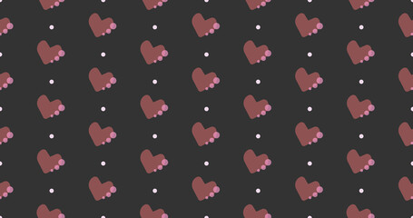 Valentine s day illustration. Pink hearts on dark background. Hearts pattern. Seamless pattern for February 14 with hearts. Vector illustration.