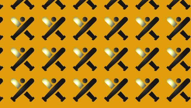 animation of black baseball bats icon on yellow