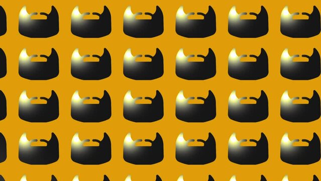 animation of black male beard icon on yellow
