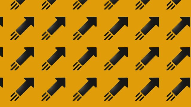 animation of black arrow showing up icon on yellow