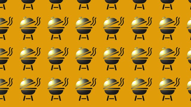 animation of black bbq icon on yellow