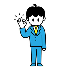 男性　OK　サイン　全身　イラスト