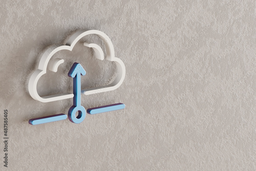 Fototapete Beautiful Cloud Database Server icon on wall bright background. 3d rendering illustration. Background pattern for design. Web Hosting.