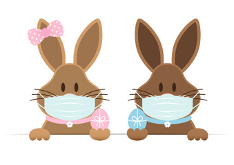 Osterhasen Mädchen & Junge Maske Groß Ostereier Banner Horizontal