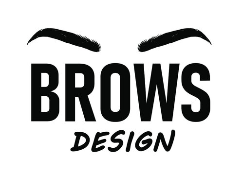 Hand drawing eyebrows for the logo of the master on the eyebrows. Business card template. 
