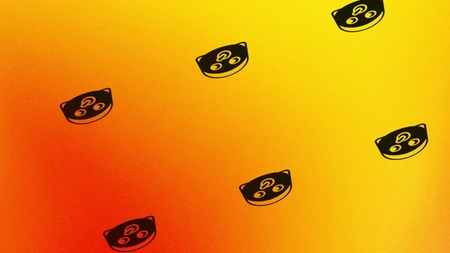 animation of spinning icon of baby with pacifier on orange and yellow