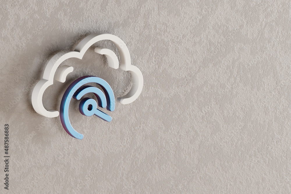 Poster beautiful cloud server speed icon on wall bright background. 3d rendering illustration. background p