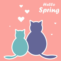 cute illustration of two cats with hearts. for postcard, banner, packaging