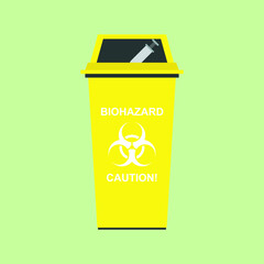 Biohazard Bin Cartoon Flat Vector