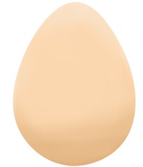 egg, clear cream shell, isolated on white background