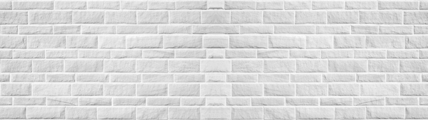 White light brick tiles wall texture wide background banner panorama