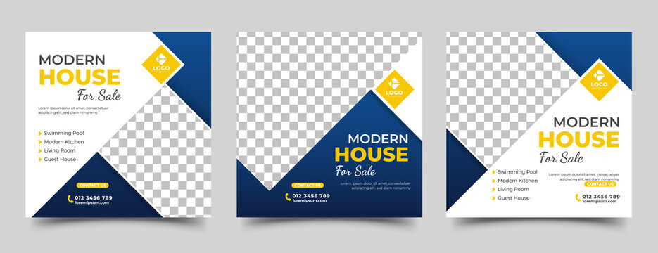 Set of House sale social media post template