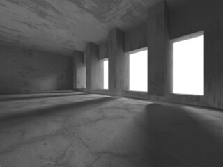 Abstract architecture background. Empty rough concrete interior