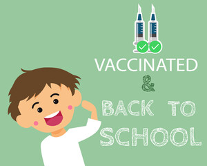 Student kids get vaccines to protection from viruses covid-19. and Back to school concept. cartoon vector style for your design.