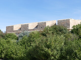Fototapeta na wymiar Battlements and loopholes of Castel Sant Carles, Palma, Mallorca, Balearic Islands, Spain