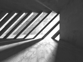 Dark Concrete Wall Architecture. Empty Room