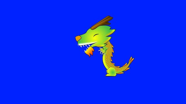 Cartoon Dragon Animation with Blue Screen