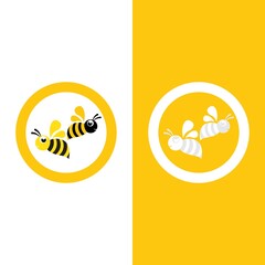 Bee logo vector icon illustration
