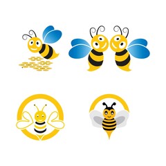 Bee logo vector icon illustration