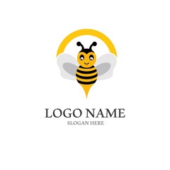 Bee logo vector icon illustration