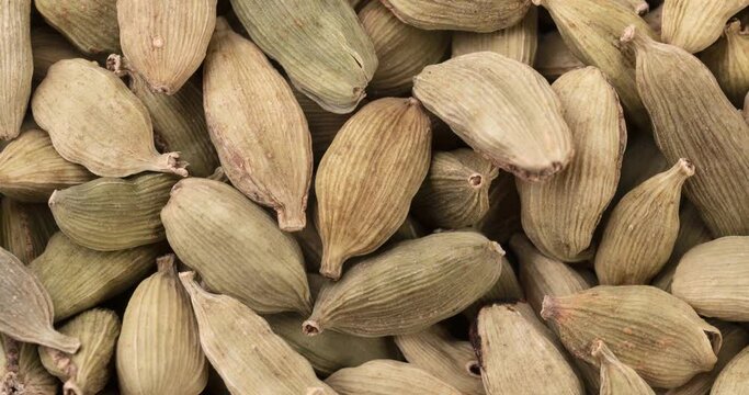Top view, closeup of cardamom seeds