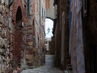 detail of medieval village called chiusdino near siena