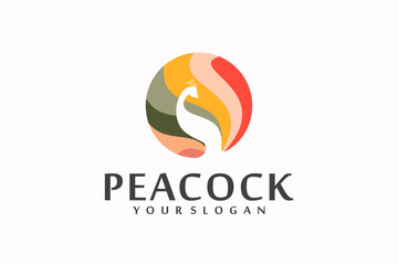 peacock logo with circle concept,logo reference for your business