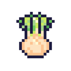 Bok choy art icon. Asian salad pak choi logo. 8-bit sprite. Game development, mobile app.  Isolated vector illustration