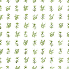 Fototapeta premium Watercolor seamless pattern with beetles, ladybugs and plants
