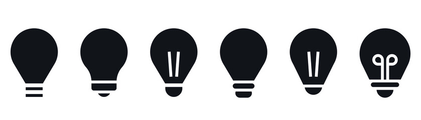 Fototapeta Lightbulb icon set. Glyph lamp icon. Idea symbol. Light bulb sign in glyph. Lamp vector illustration. Solid lightbulb icon. Stock vector illustration. obraz