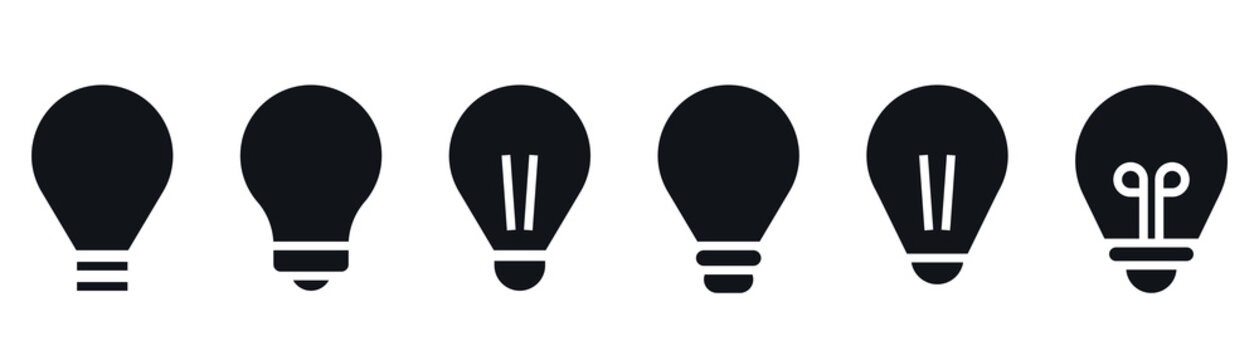 Lightbulb icon set. Glyph lamp icon. Idea symbol. Light bulb sign in glyph. Lamp vector illustration. Solid lightbulb icon. Stock vector illustration.