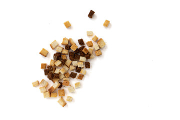 pile of homemade rusks isolated on white background